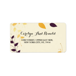 Etiqueta Folhas de Ouro Roxo Elegante