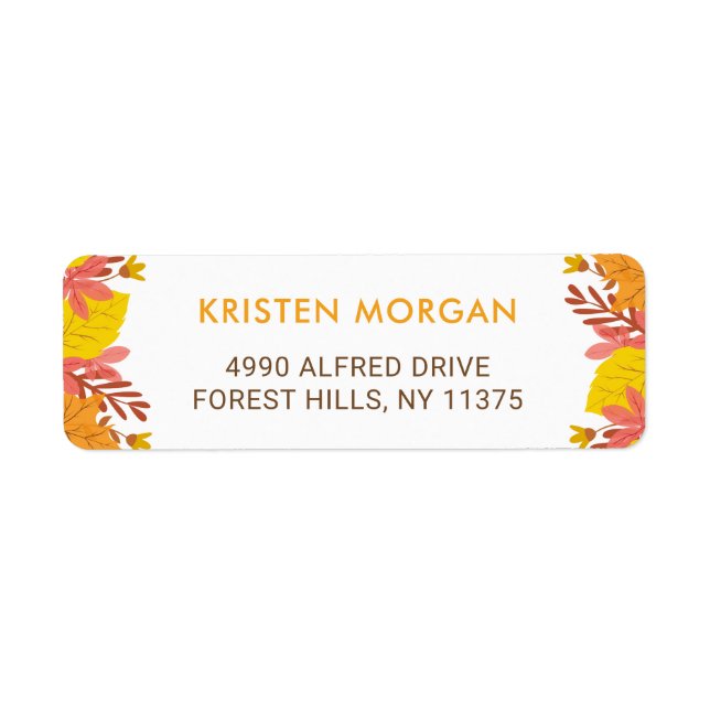 Etiqueta Folhas de outono Amarelo de Outono (Frente)