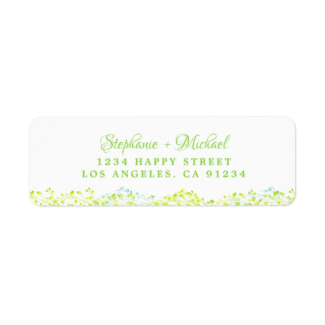 Etiqueta Folhas de verde botânico Elegante (Frente)