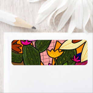 Etiqueta Folhas e flores abstrato tropicais
