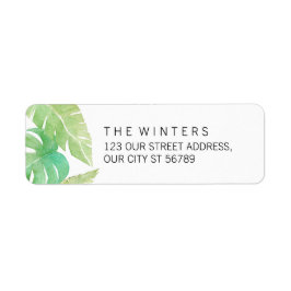 Etiqueta Folhas tropicais em aquarela