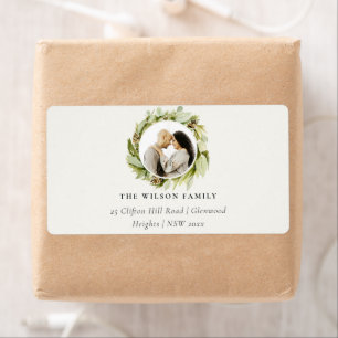 Etiqueta Foliage Winter Wreath Christmas Photo Address