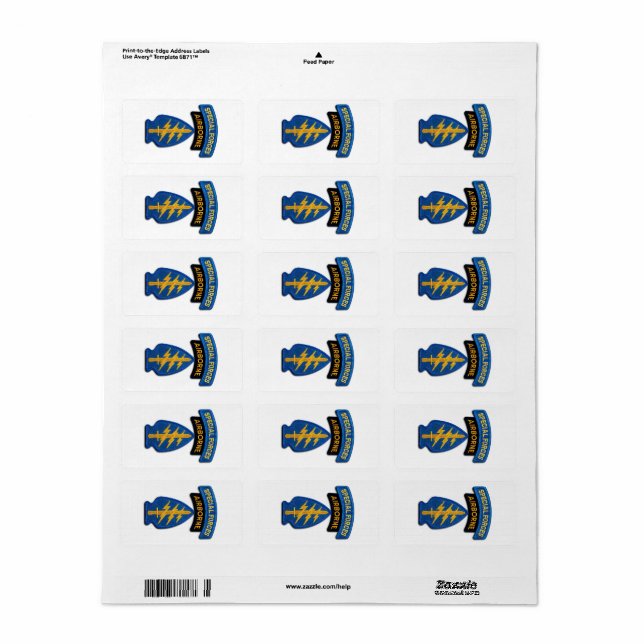 Etiqueta Forças Especiais verdes Berets SF SFG SOF Veterano (Toda a folha)