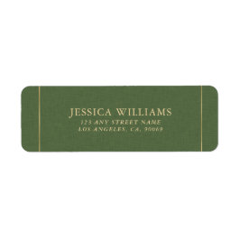 Etiqueta Forest Green Linen Texture Image Gold frame