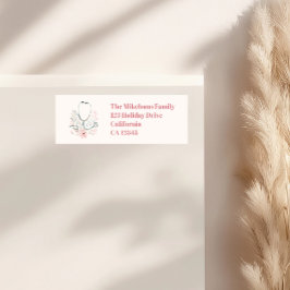 Etiqueta Formando da Escola de Enfermagem com Aquarela Rosa