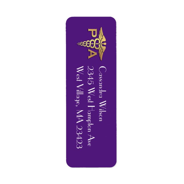 Etiqueta Formatura de Assistente Médico AM Roxo Dourado (Frente)
