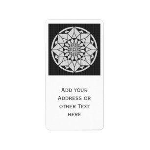 Etiqueta Formigueiro de Star Mandala preto e branco