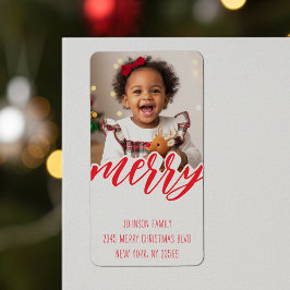 Etiqueta Foto de Feliz Natal Endereço de Férias