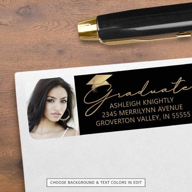 Etiqueta Foto do Boné de Script Moderno Dourada (Criador carregado)