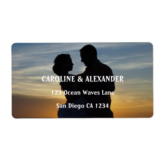 Etiqueta Foto Elegante Casamento Chic Sunset Summer (Frente)