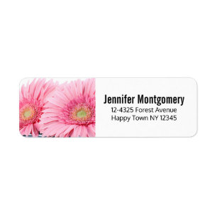 Etiqueta Foto Elegante Rosa Gerbera Daisies