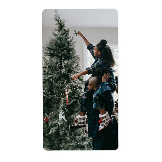 Etiqueta Foto personalizada da família de Natal personaliza (Frente)