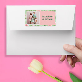 Etiqueta Foto personalizada de páscoa Pastel rosa e verde f