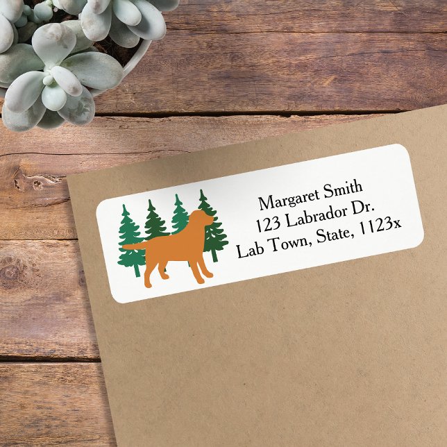Etiqueta Fox Red Labrador Descreve o Endereço de Devolução  (Fox Red Labrador Outline Design Return Address Label for Labrador Owners.  Dog Silhouette design.)