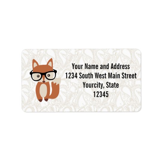 Etiqueta Fox w/Glasses do bebê do hipster