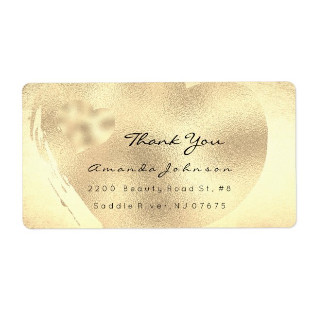 Etiqueta Foxier Titanium Dourado Blush Heart Obrigado (Frente)