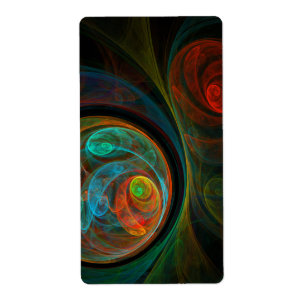 Etiqueta Fractal Abstrato de Arte Azul de Renascimento