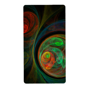 Etiqueta Fractal Abstrato de Arte Verde de Renascimento