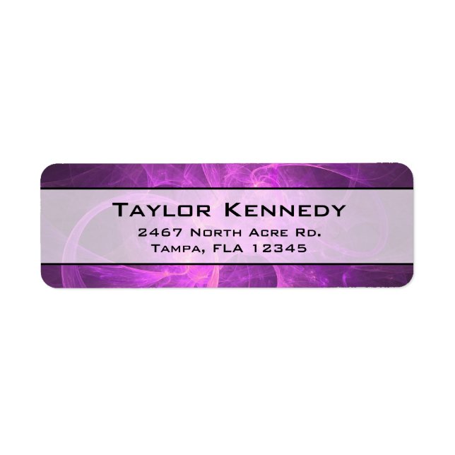 Etiqueta Fractal Abstrato púrpura e rosa com círculos (Frente)