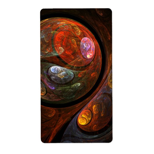 Etiqueta Fractal Fluid Connection Abstrato Art (Frente)
