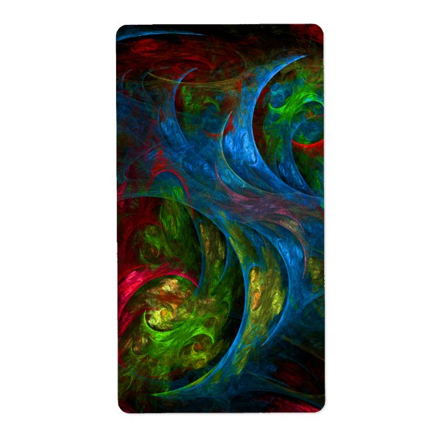 Etiqueta Fractal Gênesis Blue Abstrato Art (Frente)