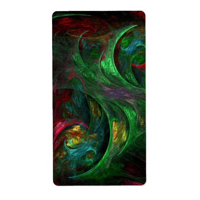 Etiqueta Fractal Genesis Green Abstrato Art (Frente)