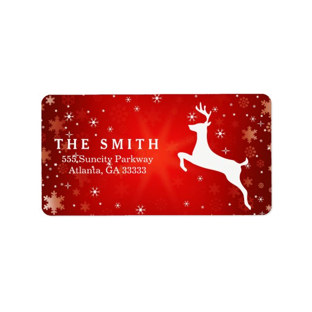 Etiqueta Frame Decorativo Reindeer Red Snowflake Natal (Frente)