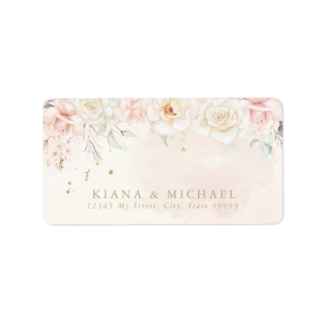 Etiqueta Francês Romance Wedding Floral Blush ID870 (Frente)