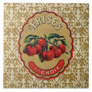 Etiqueta francesa das cerejas do vintage