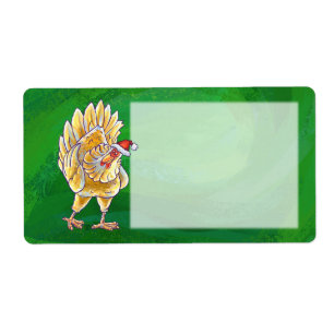 Etiqueta Frango De Natal Em Verde