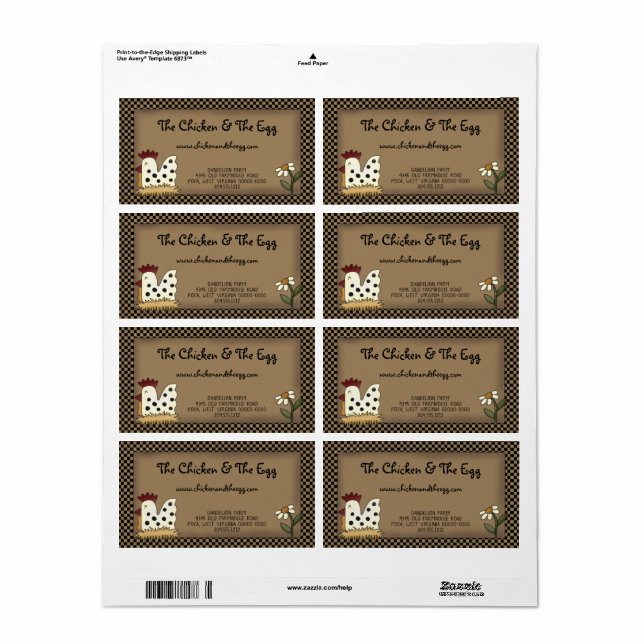 Etiqueta Frango Rústico de Fazenda Primitiva Kraft (Toda a folha)