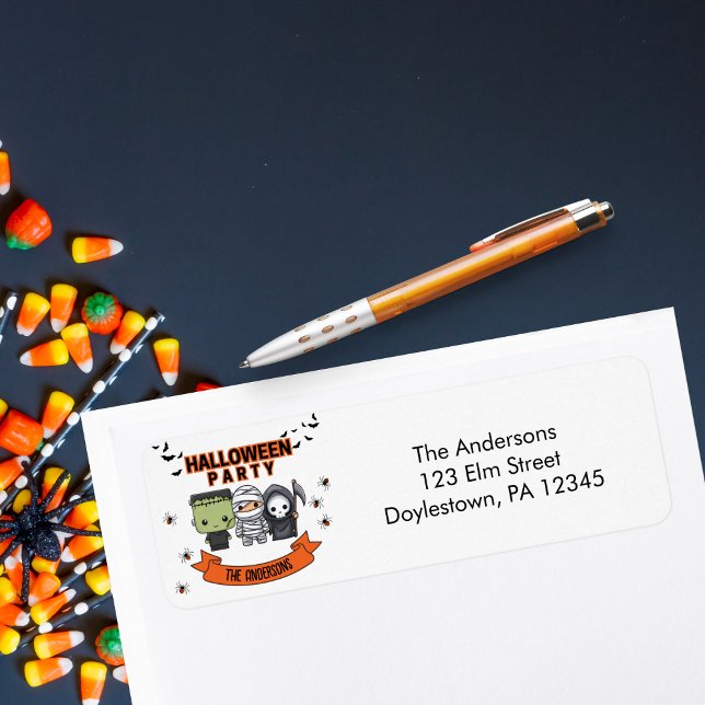 Etiqueta Frankenstein Mummy Grim Reaper Spooky Halloween (Criador carregado)