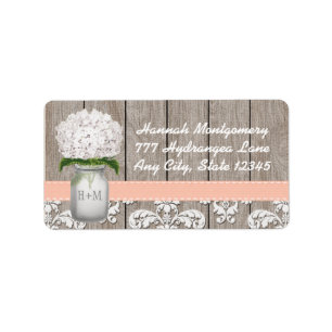 Etiqueta Frasco de pedreiro Monogrammed do Hydrangea branco