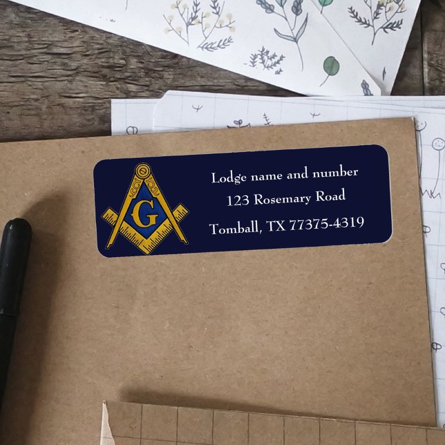 Etiqueta Freemason Masonic Square e Compass Marinho Blue (Criador carregado)