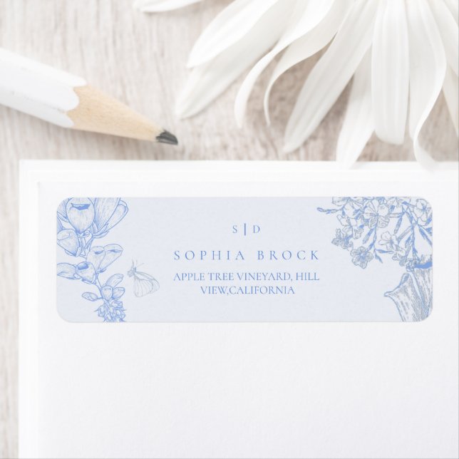Etiqueta  French Blue White Floral Wedding (Insitu)
