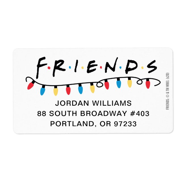 Etiqueta FRIENDS™ | Luzes de Natal Logo (Frente)