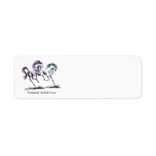 Etiqueta Frolicking competindo cavalos selvagens