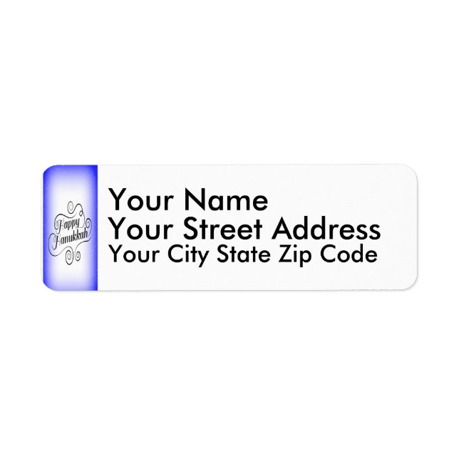 Etiqueta Fundo Branco Azul de 2 tons Feliz Hanukkah (Frente)