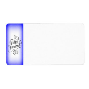 Etiqueta Fundo Branco Azul de 2 tons Feliz Hanukkah
