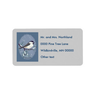 Etiqueta Fundo cinzento oval do Chickadee