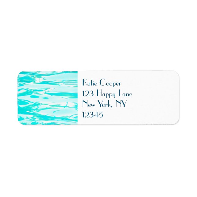 Etiqueta Fundo de Abstrato de Água Piscina da  Verde Aqua (Frente)