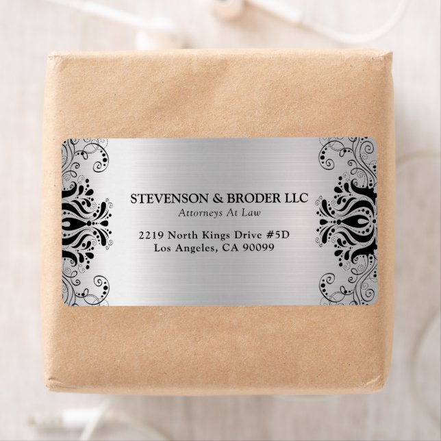 Etiqueta Fundo prateado em espiral a preto (Insitu)