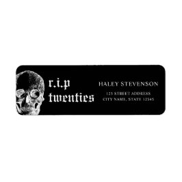Etiqueta Funeral 30º RIP Vinte Anos 20s Crânio Divertido de