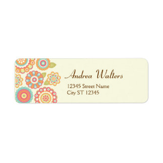 Etiqueta Funky Boho Retro Flowers Casamento