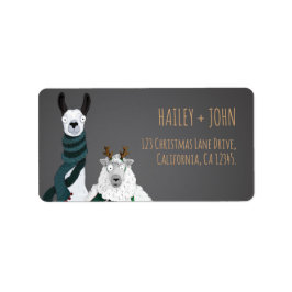 Etiqueta Funny Chic Llama & Sheep Grey Return Address