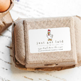 Etiqueta Funny Just Got Laid Farm Coop Egg Carton Label