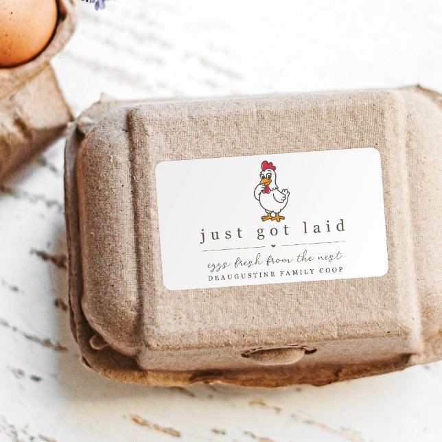 Etiqueta Funny Just Got Laid Farm Coop Egg Carton Label (Criador carregado)