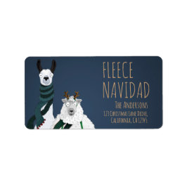 Etiqueta Funny Quirky Llama & Sheep 'Fleece Navidad' Pun