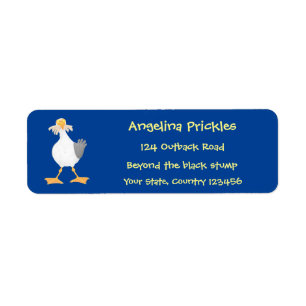 Etiqueta Funny seagull with French fries cartoon