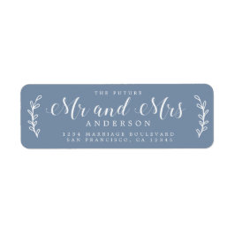 Etiqueta Future Mr Mrs Script Vintage Blue Return Address